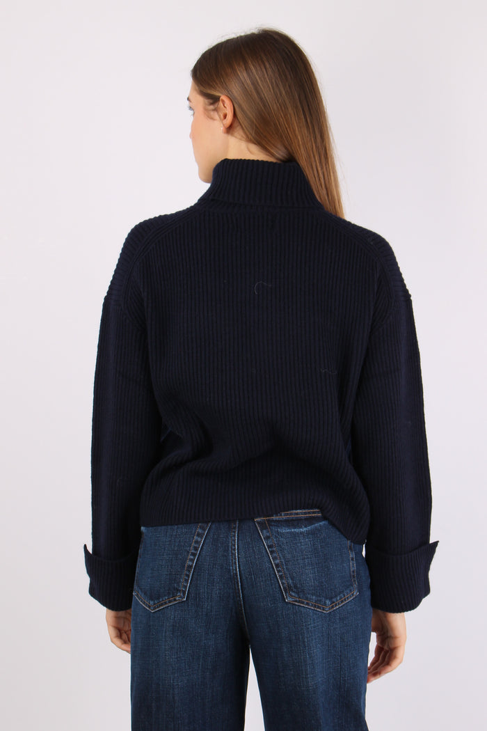 Maglia Collo Alto Costa Ingles Navy Blue-4