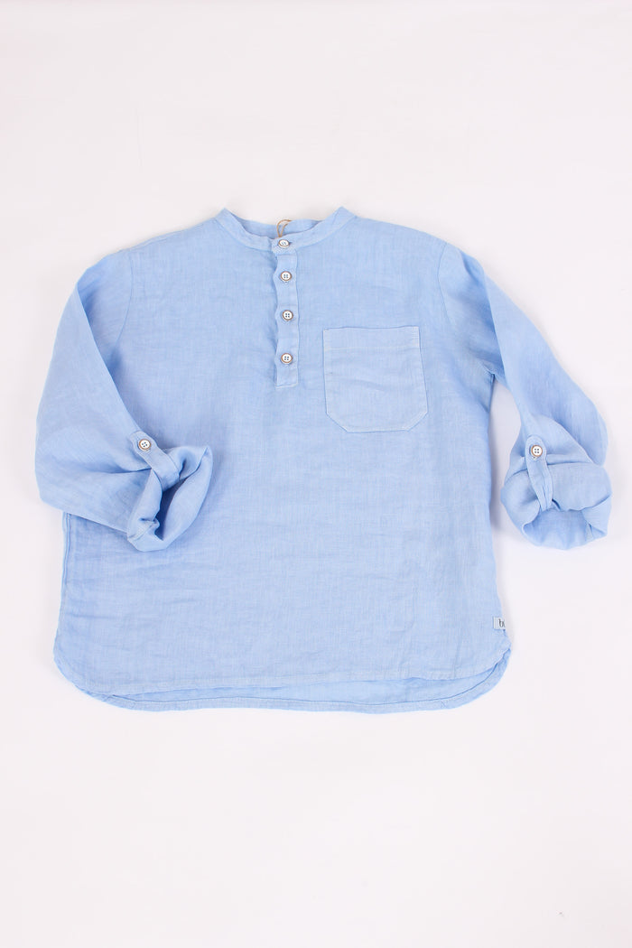 Camicia Serafino Lino Placid Blue-4