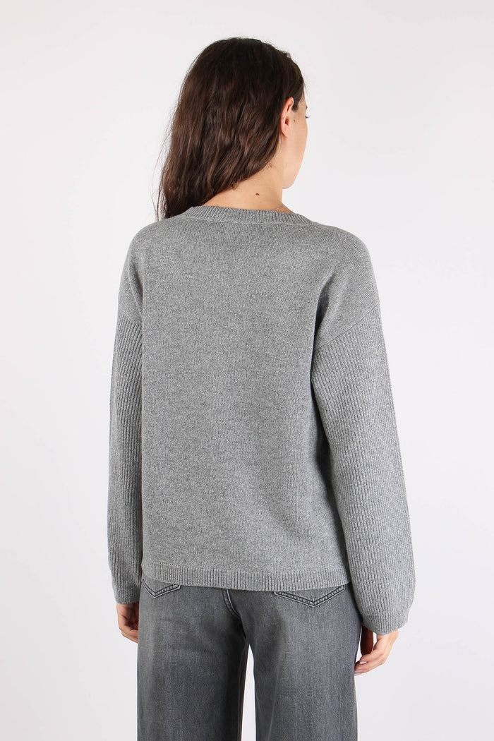 Maglia Girocollo Basica Melange Grey-5