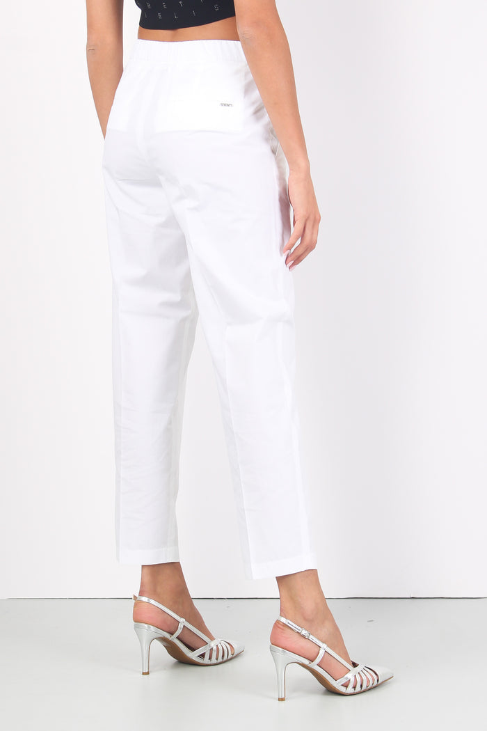 Pantalone Popeline Elastico Bianco-6
