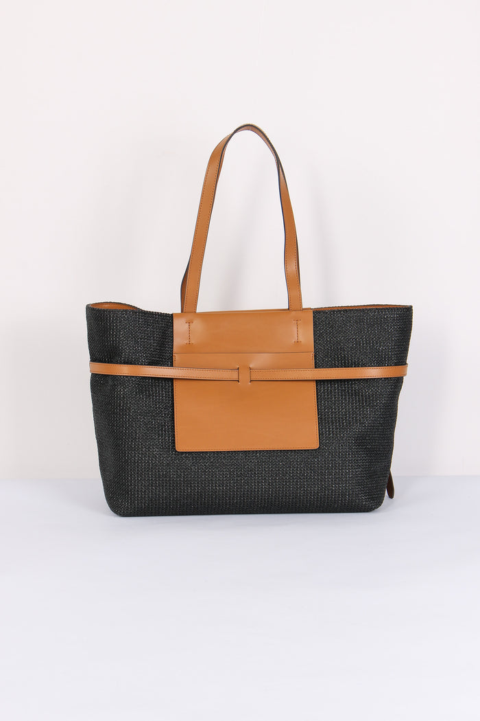 Belty Shopping Rafia Nero/cuoio-3