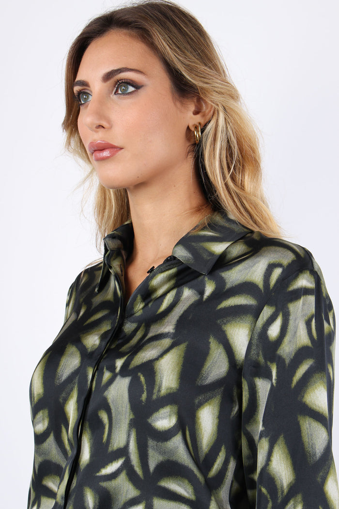 Camicia Fluida Tie Dye Dark Green-7