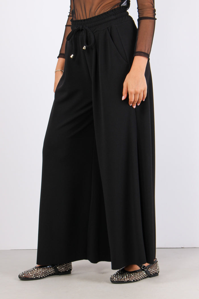 Pantalone Palazzo Scuba Nero-3