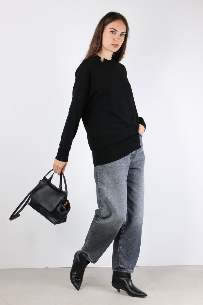 Maglia Misto Lana Spacco Nero-6