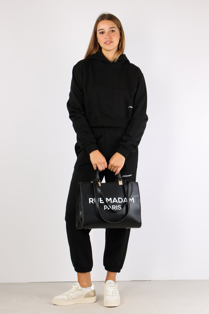 Felpa Corta Cappuccio Nero-4