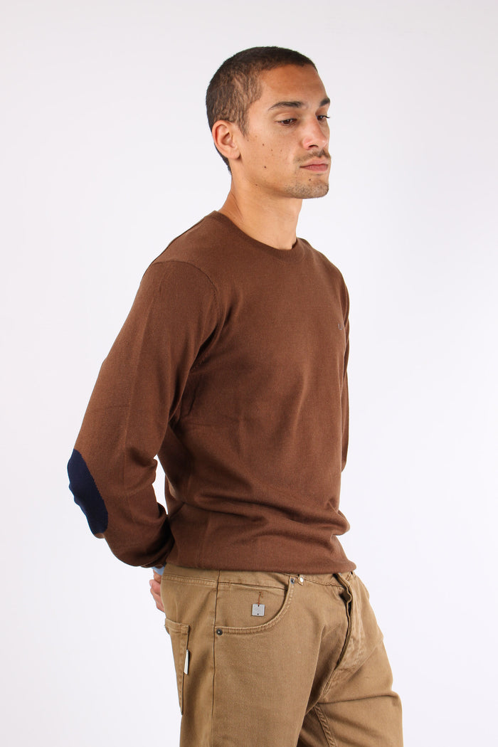 Maglia Misto Lana Toppa Contra Marrone-6