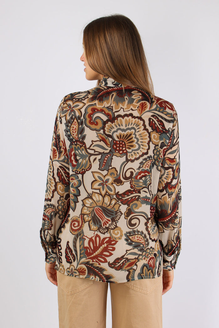 Camicia Fiocco Viscosa Fantasi Ottanio/bordeaux-4