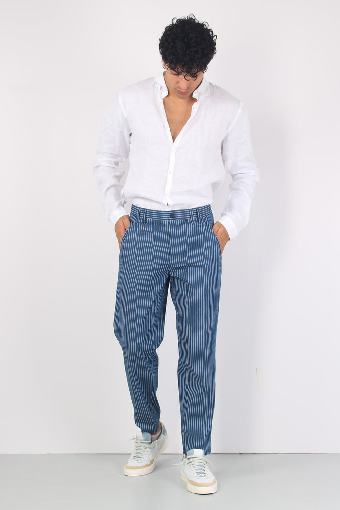 Company Pantalone Riga Blu/bianco-4
