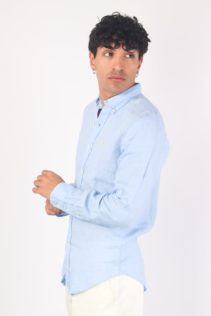 Camicia Lino Slim Fit Blue-7