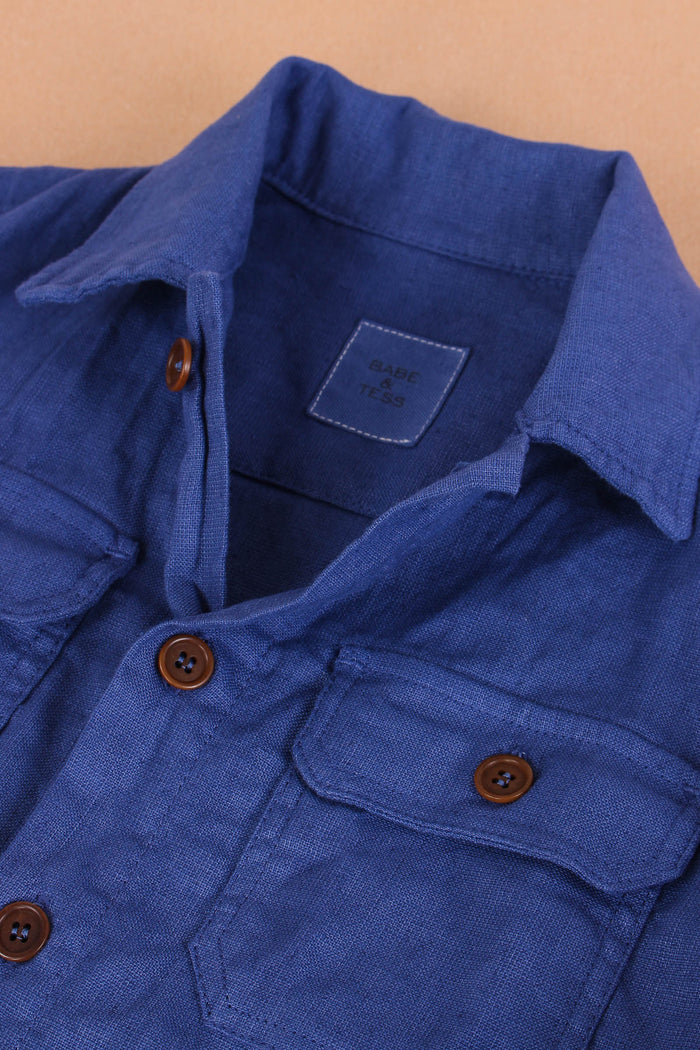 Camicia Lino Cotone Blu Royal-3