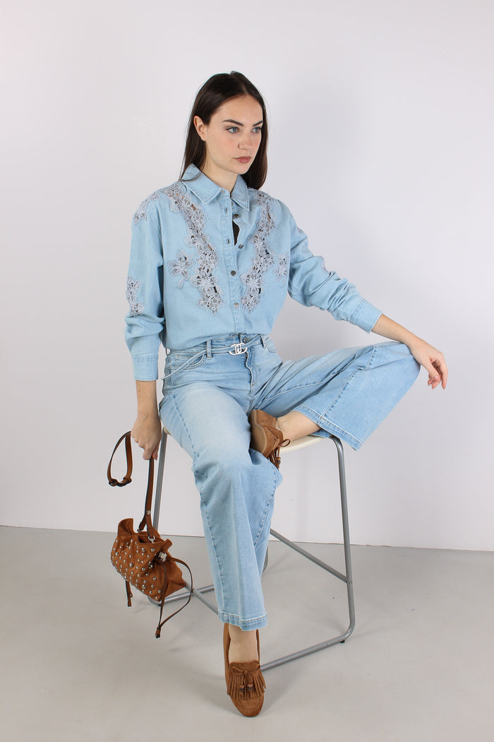 Camicia Denim Pizzo Denim Chiaro-6