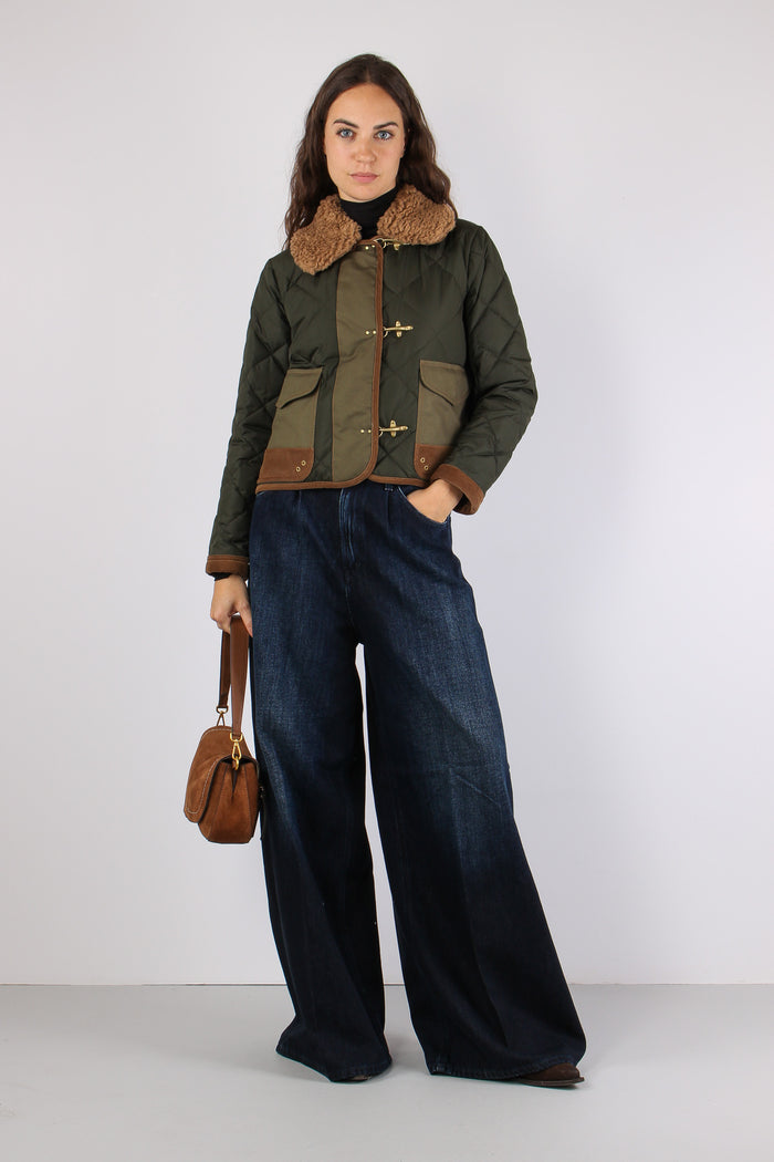 Giubbotto Trapuntato Collo Teddy Militare-3