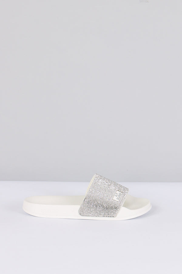 Ciabatta Fascia Strass Bianco