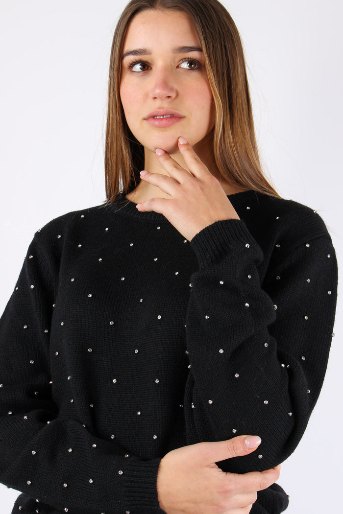 Maglia Inserto Strass Black-8
