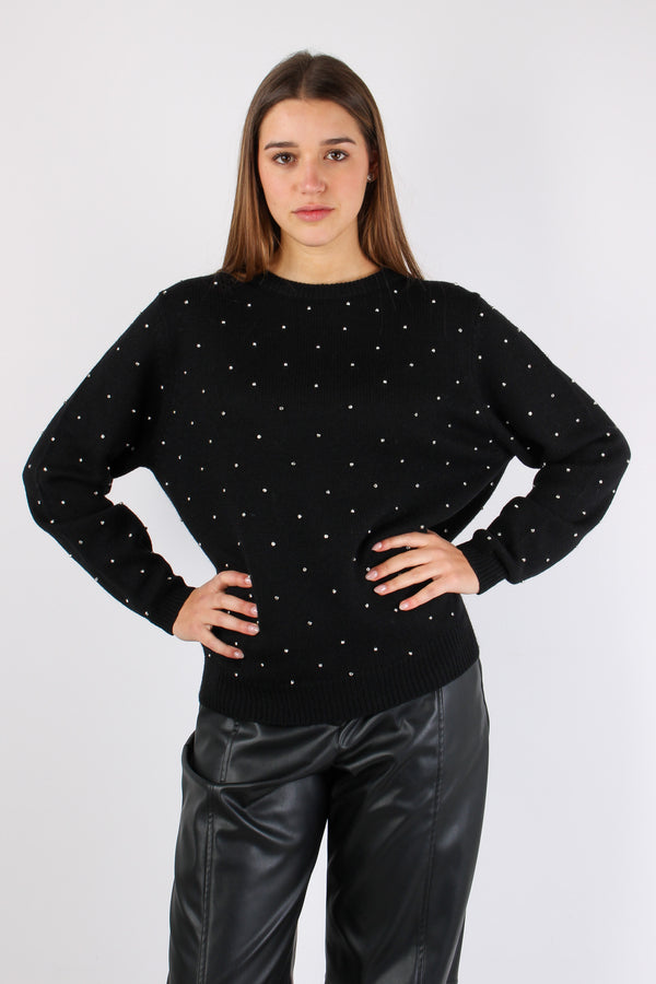 Maglia Inserto Strass Black-2