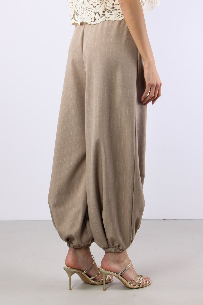 Pantalone Baloon Filo Lurex Beige-5