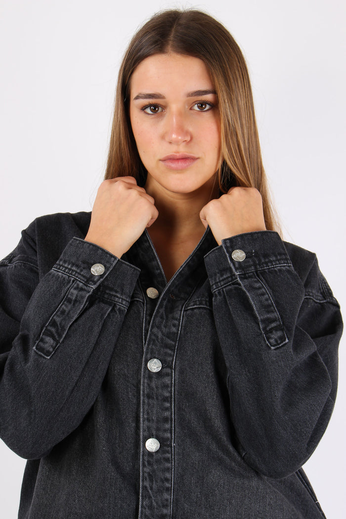Giacca Denim Over Nero-3