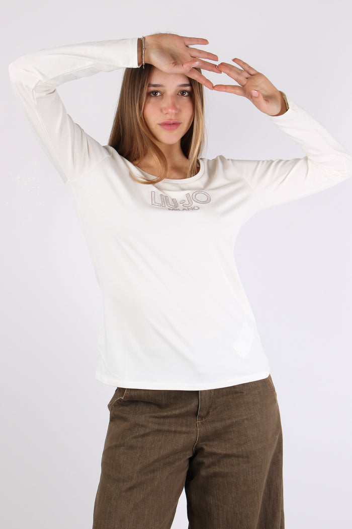 T-shirt Manica Corta Logo Bianco Latte-3