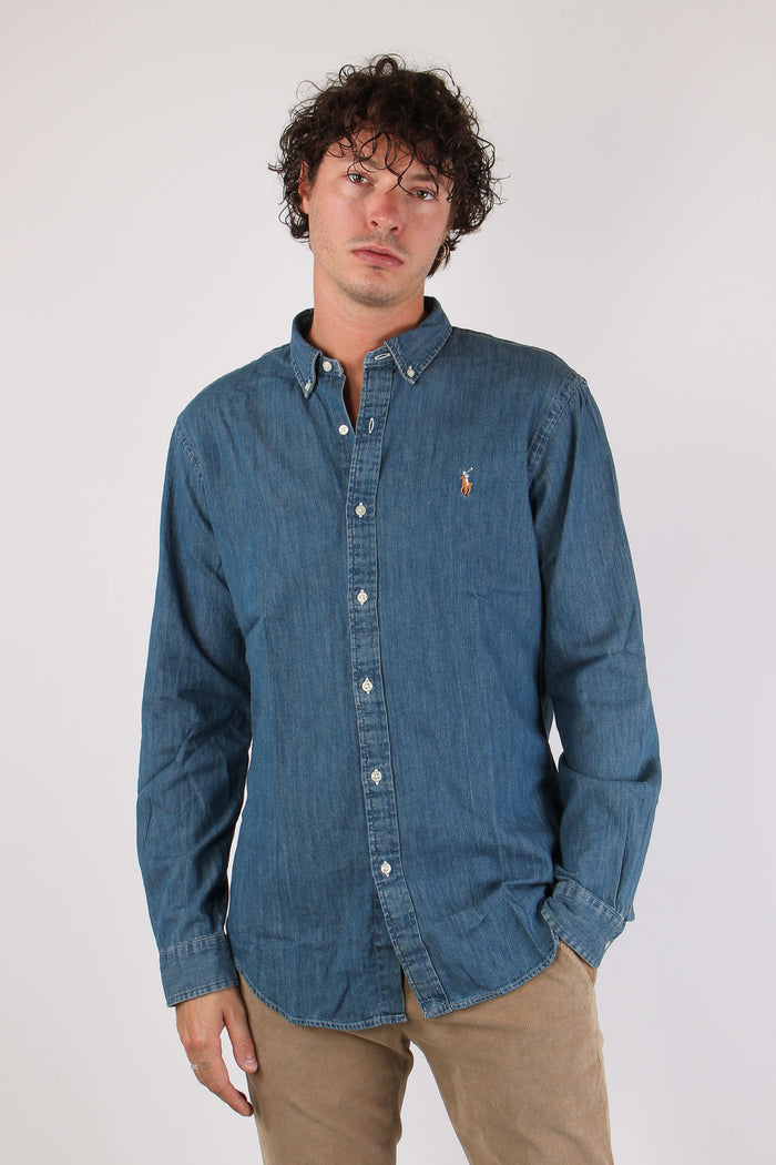 Camicia Oxford Effetto Denim Denim