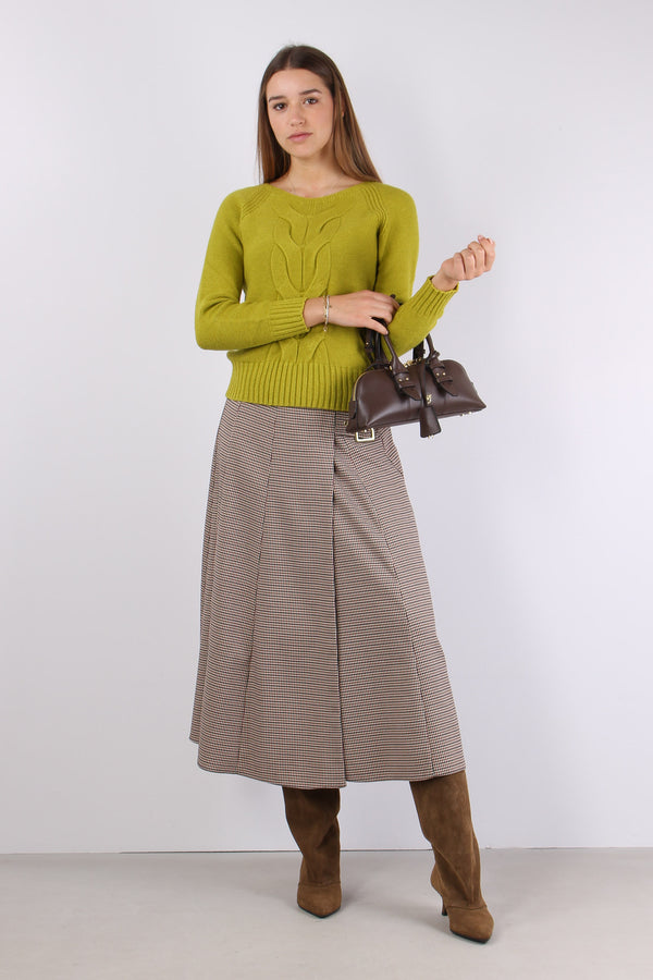 Maglia Viscosa Treccia Central Verde Acido