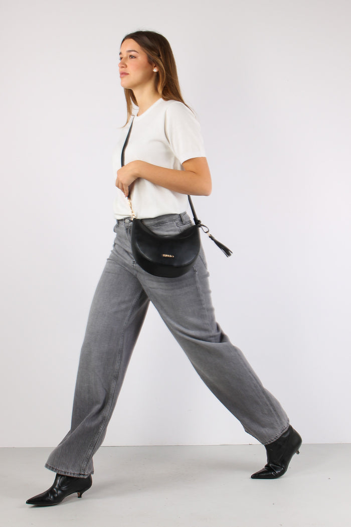 Pantalone Baggy Leg Denim Grigio-5