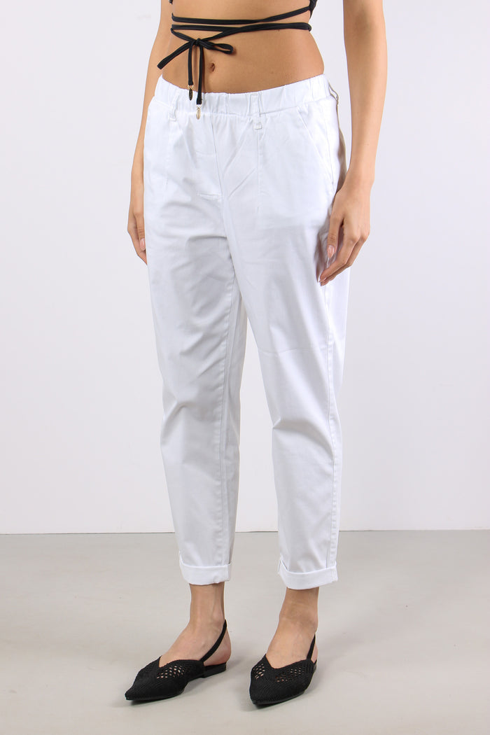 Chino Elastico Rasatello Bianco-3