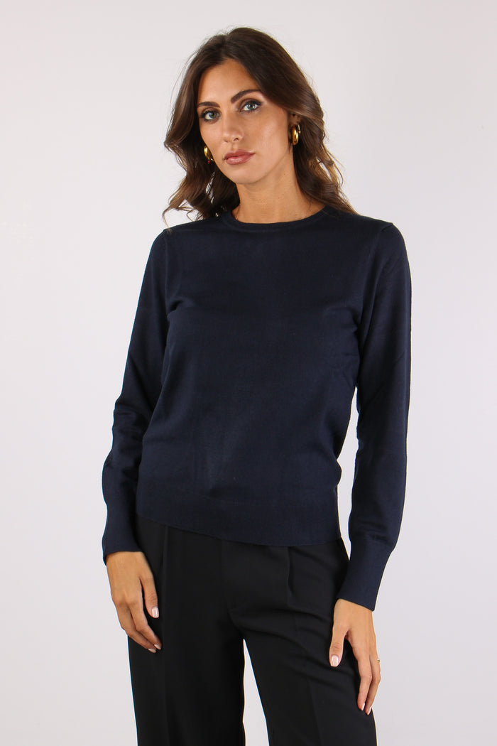 Maglia Girocollo Viscosa Blu-2