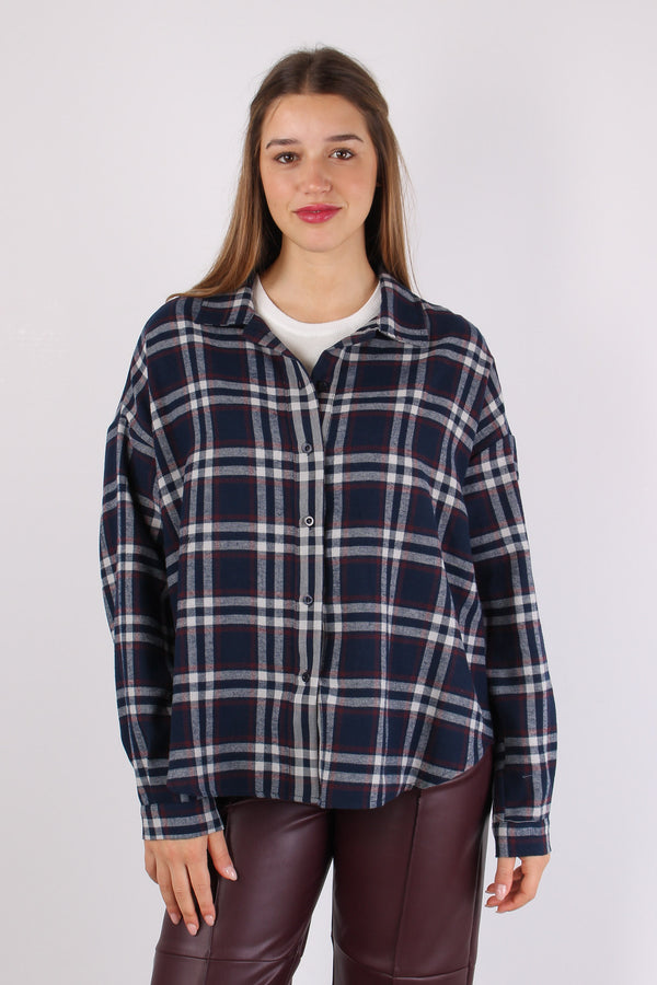 Camicia Quadri Stondata Blu/bordeaux-2