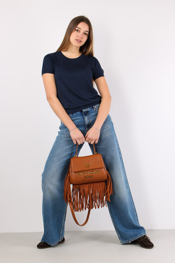 Maglia Girocollo M/m Viscosa Blu