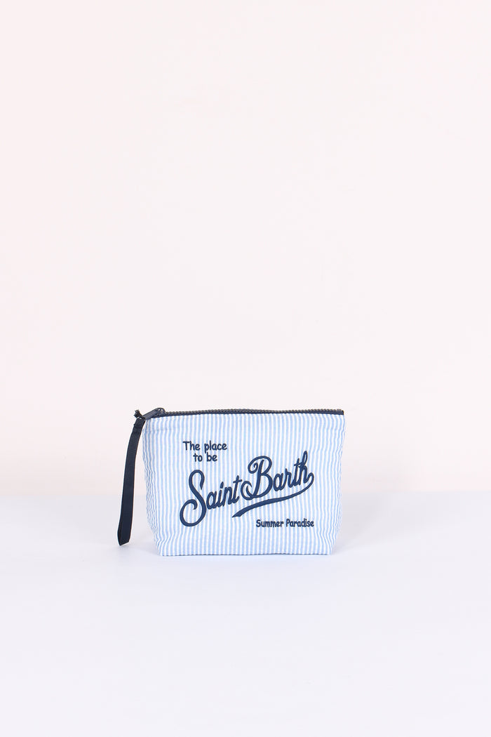 Aline Pochette Righe Azzurro/bianco