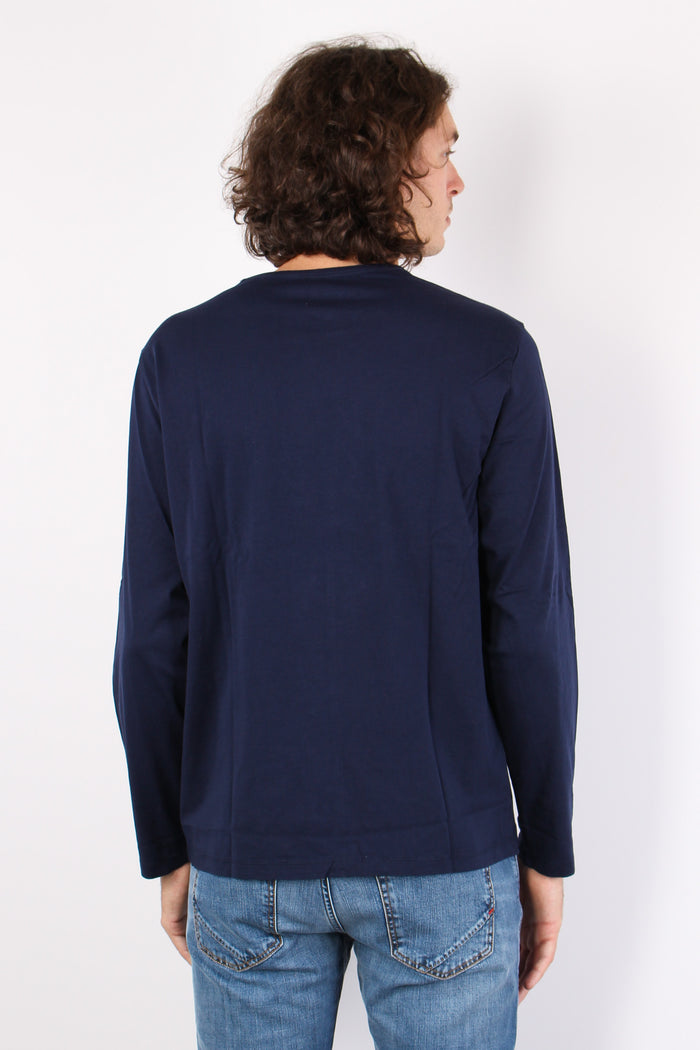 T-shirt Basica Manica Lunga Navy Blue-3