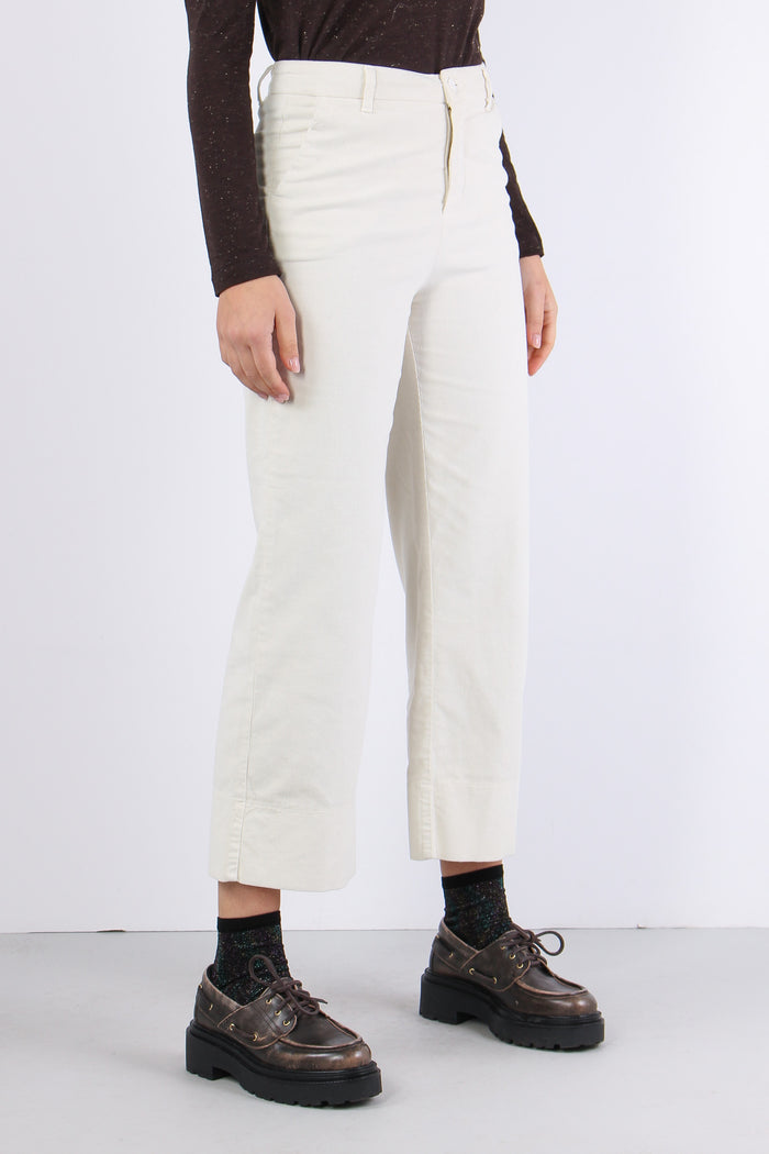 Pantalone Cropped Velluto Mill Burro-6