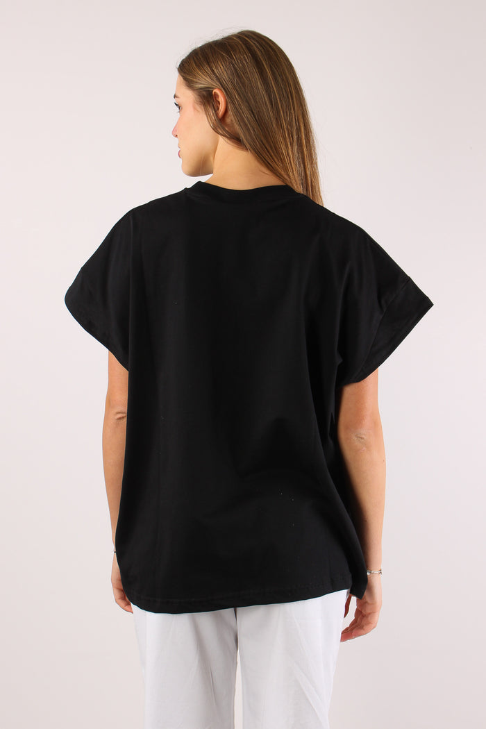 T-shirt Over Scritta Black/white-6