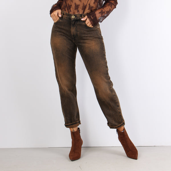 Jeans Borchie Effetto Lavato Bruciato-2