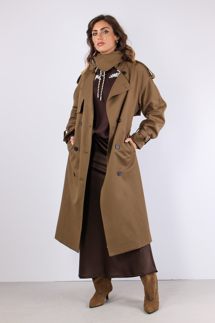 Trench Cotone Ricamo Interno Militare