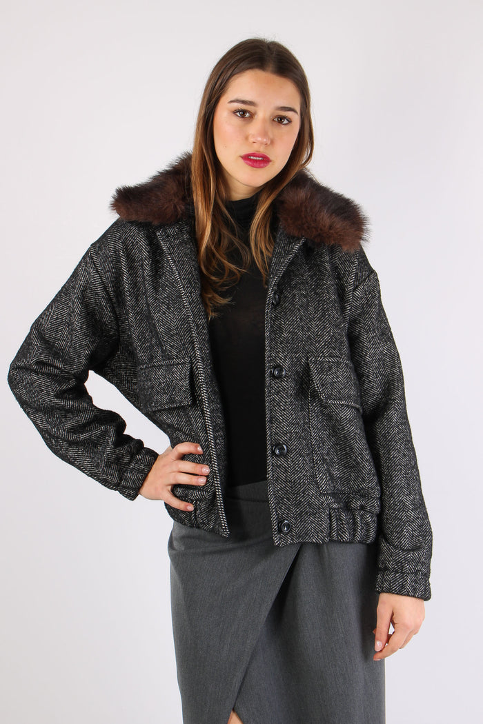 Bomber Resca Ecopelliccia Nero-5