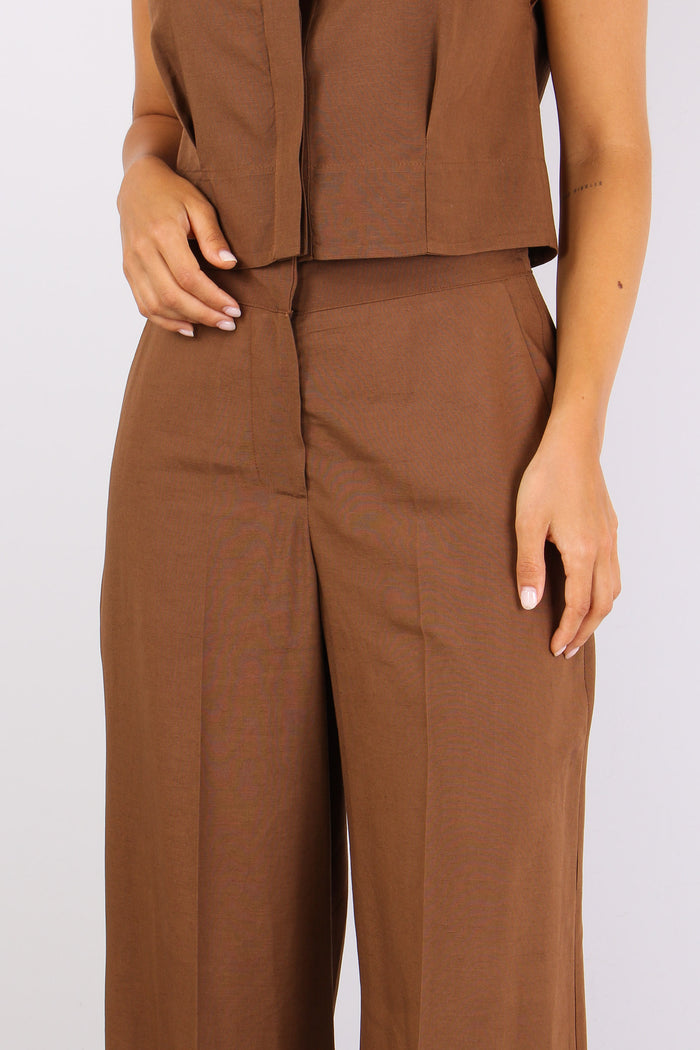 Pantalone Palazzo Gamba Dritta Tabacco-7