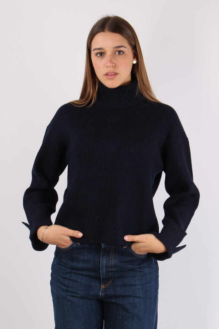 Maglia Collo Alto Costa Ingles Navy Blue-3