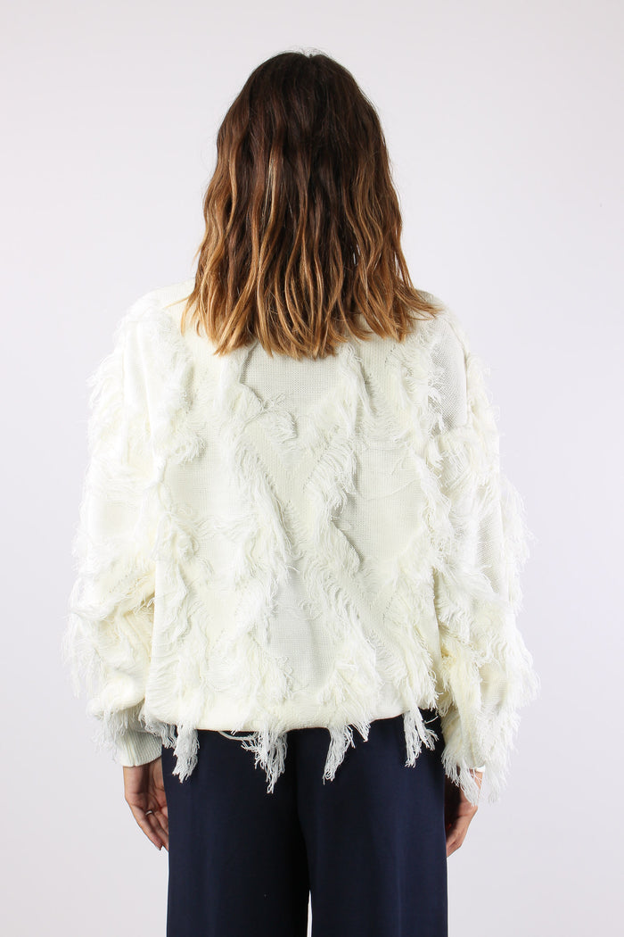 Maglia Rombi Frange Crema-4