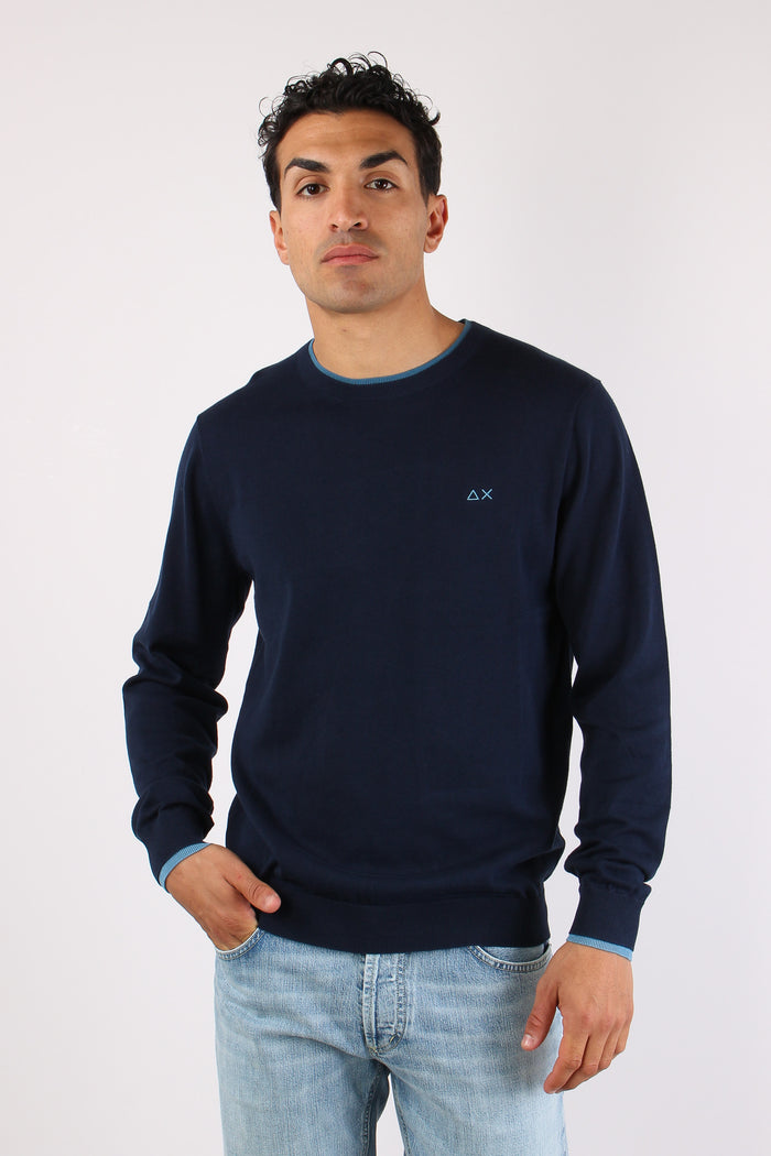 Maglia Collo Contrasto Navy Blue