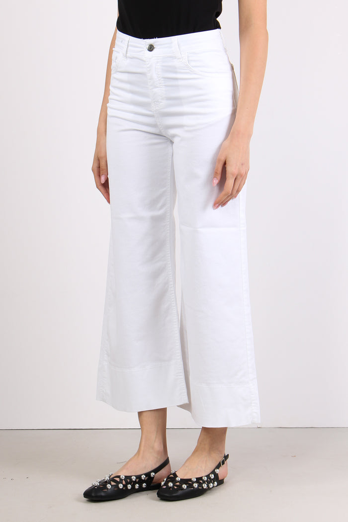 Pantalone Cropped Orlo Alto Bianco-3