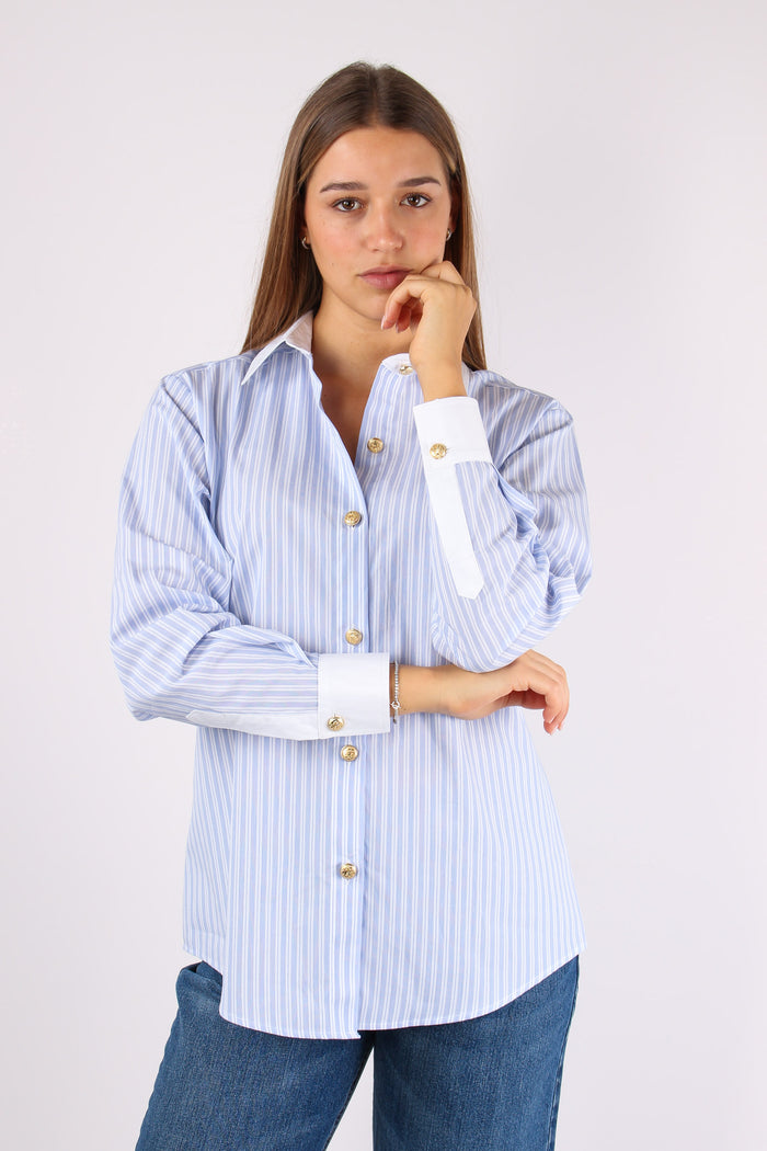 Camicia Collo Polsini Contrast Celeste/bianco-3