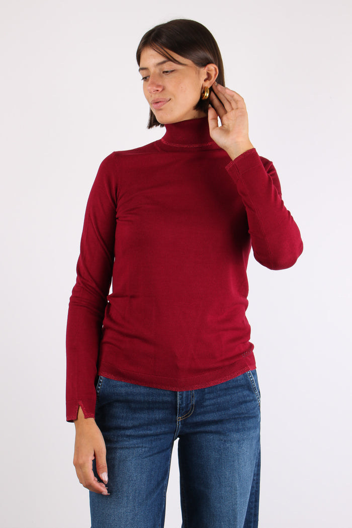 Collo Alto Viscosa Lurex Scarlet