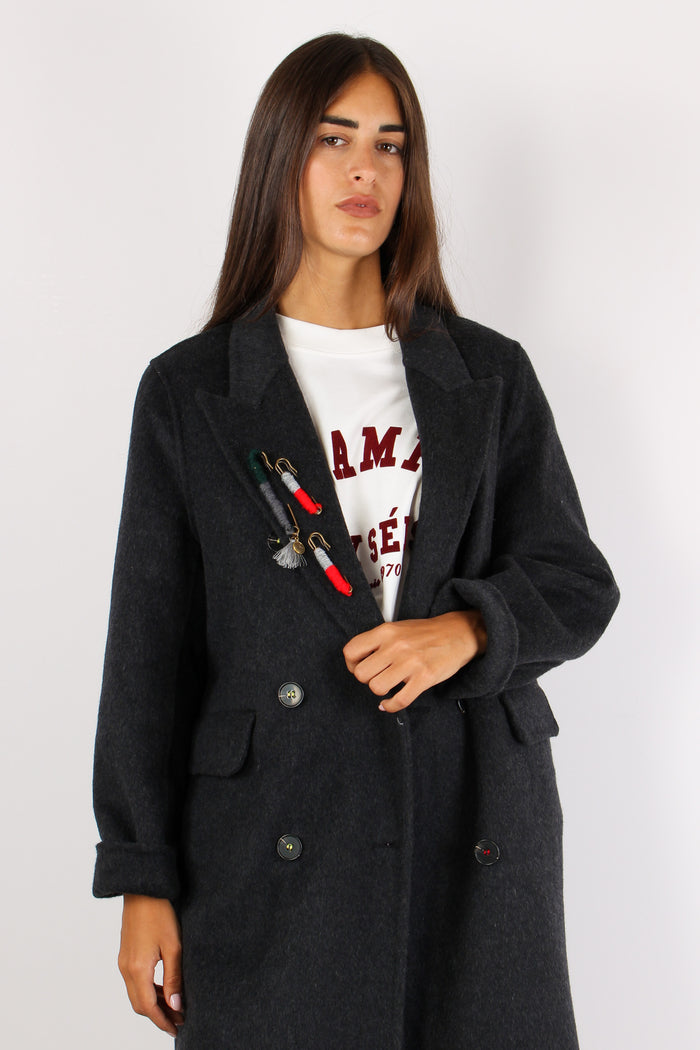 Cappotto Lungo Inserto Spille Unica-3