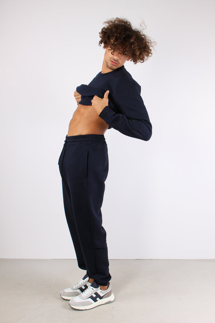 Pantalone Felpa Logo Blu-6