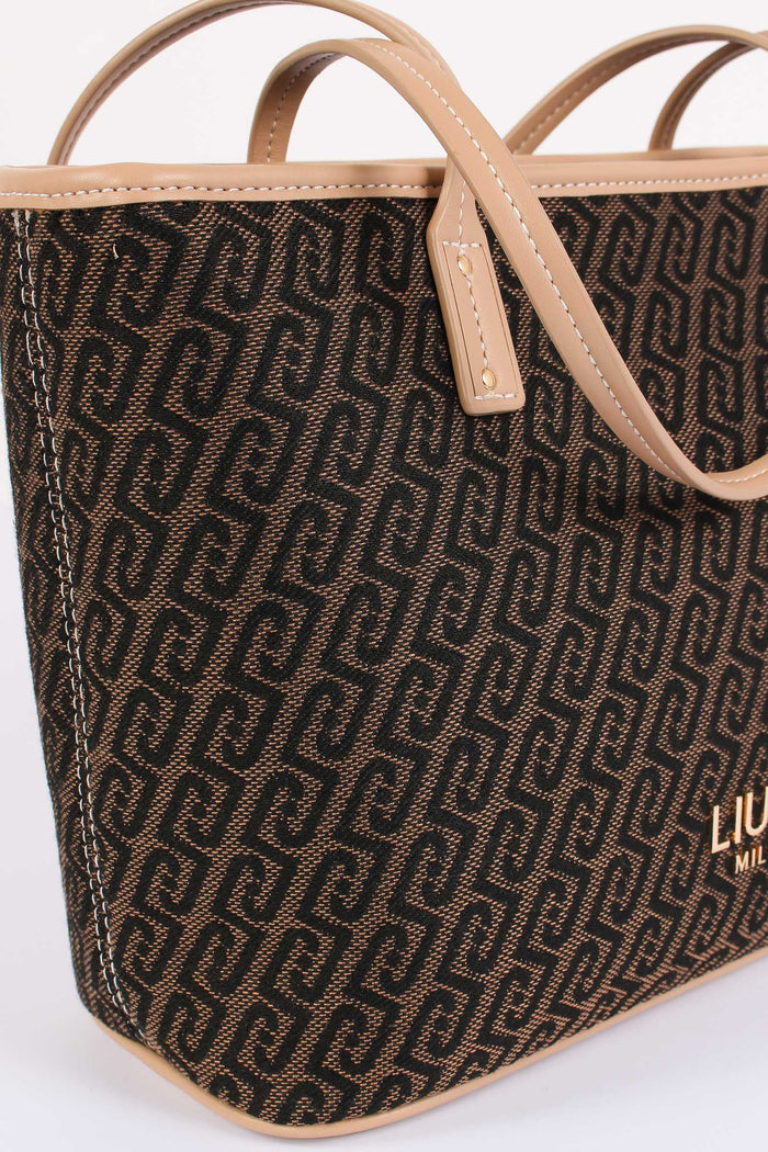 Shopping Mini Logo Allover Testa Di Moro-7