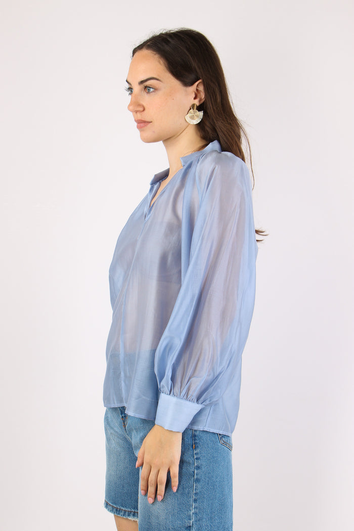 Camicia Coreana Mussola Azzurro-3