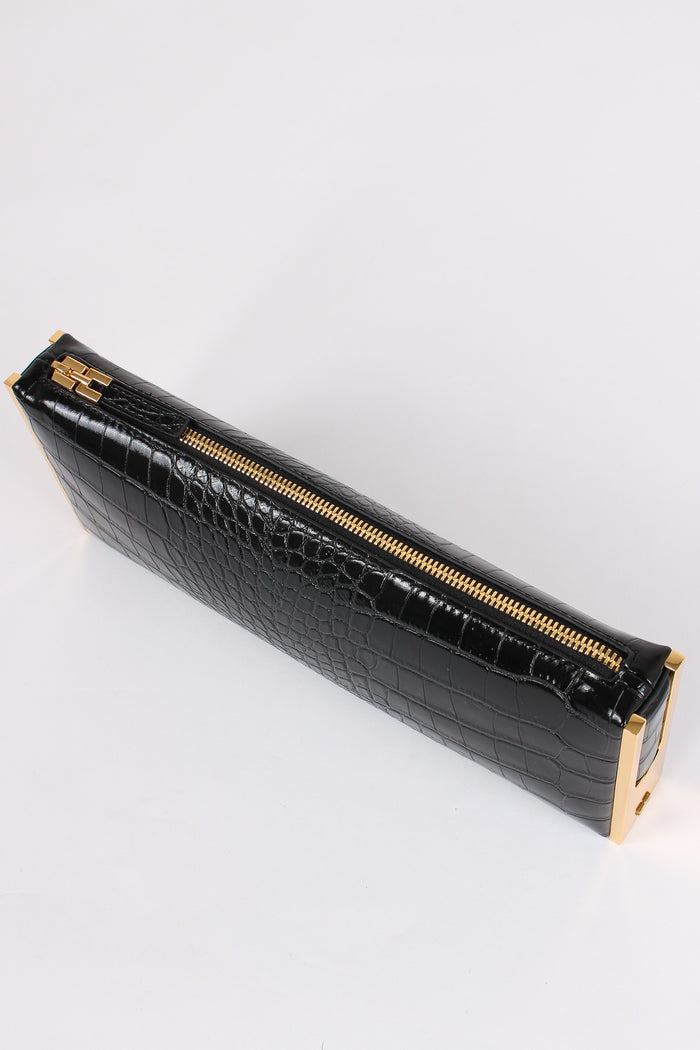 Clutch Stampa Cocco Grande Nero-5