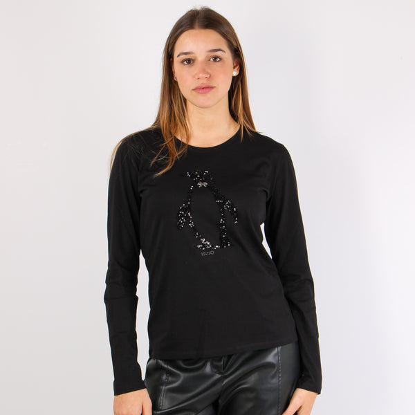T-shirt Ml Stampa Nero/penguin-2