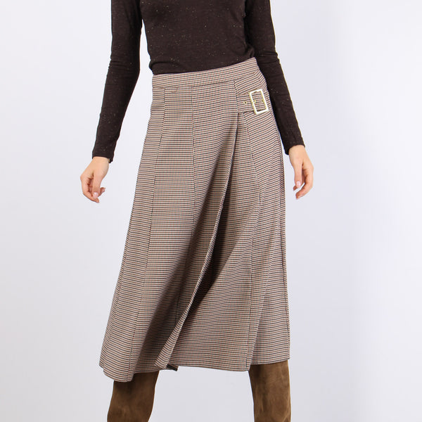 Gonna Ruota Fibbia Microquadro Cammello/nero-2